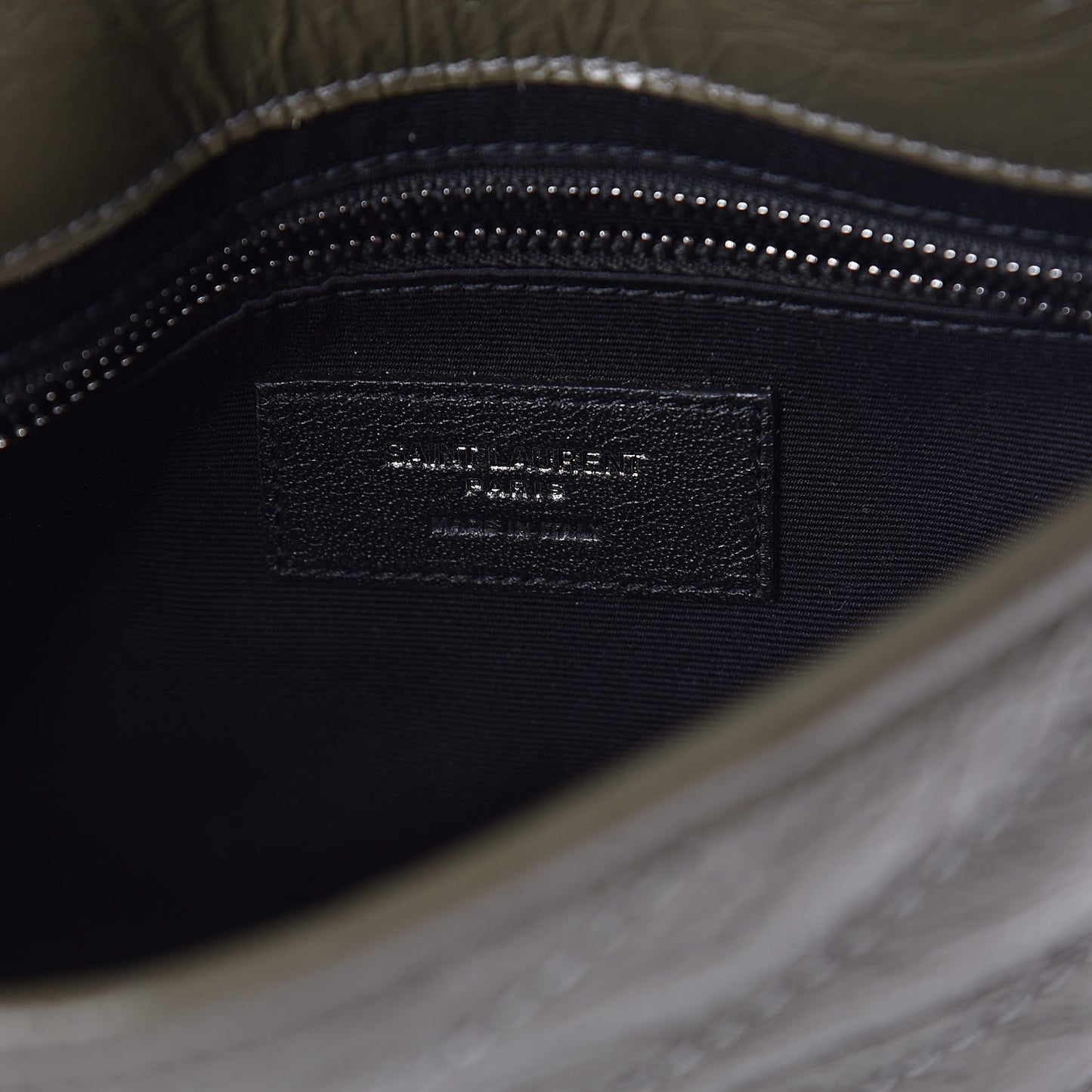 Crinkled Calfskin Matelasse Monogram Niki Chain Wallet Khaki Militaire