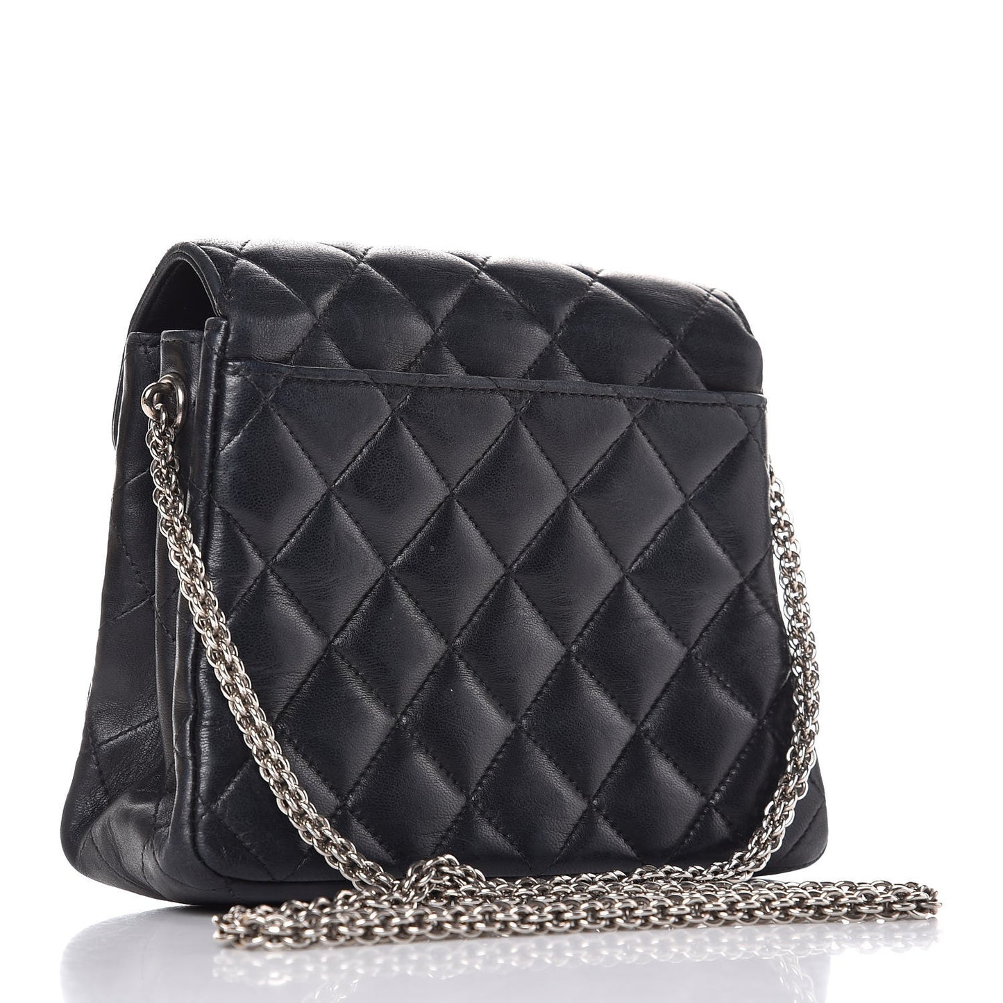 Lambskin Quilted Envelope Single Flap Black