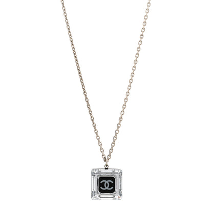 Chanel Resin Strass Geometric Square CC Necklace Black 1 of 6