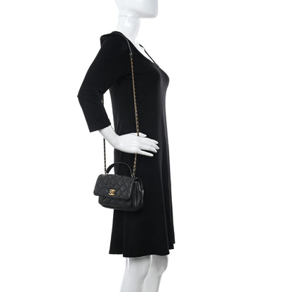 Chanel Calfskin Quilted Top Handle Flap Black 2 of 11