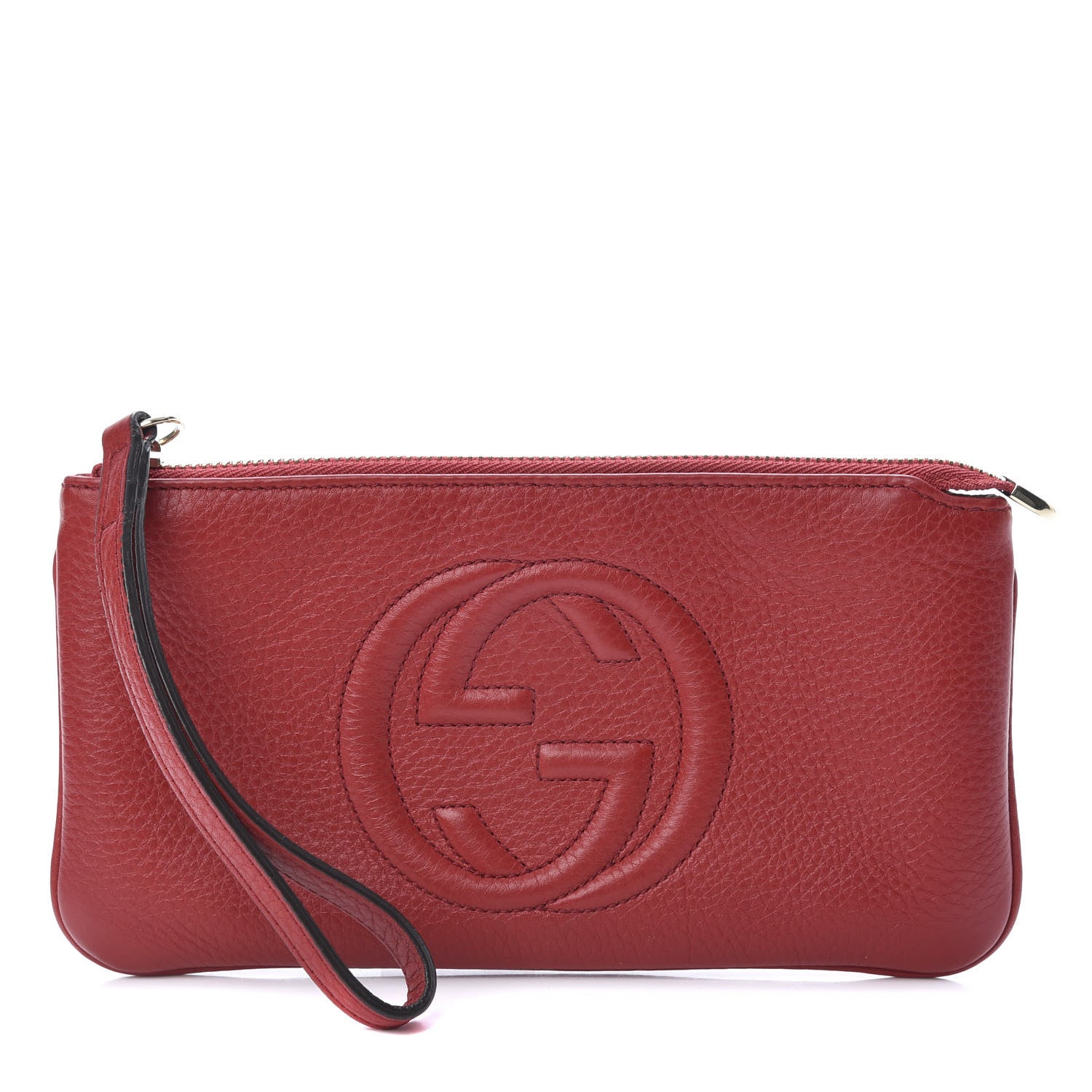 Gucci Pebbled Calfskin Soho Wristlet Vibrant Red 1 of 8