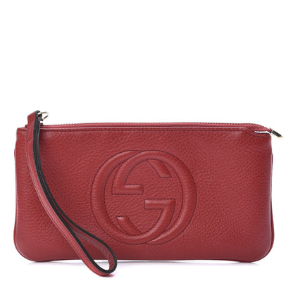Gucci Pebbled Calfskin Soho Wristlet Vibrant Red 1 of 8
