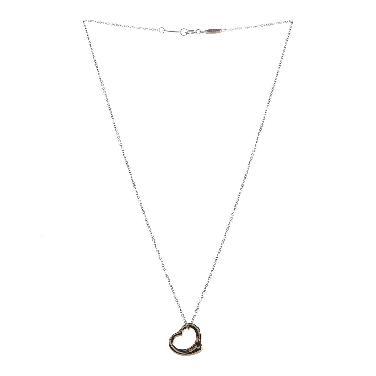18K Yellow Gold 16mm Elsa Peretti Open Heart Pendant Necklace