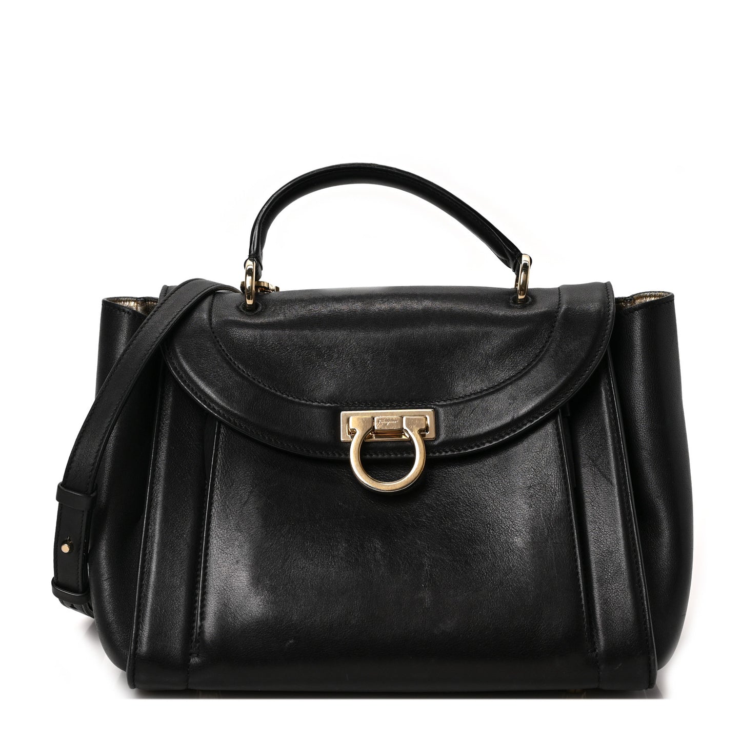 Calfskin Sofia Rainbow Top Handle Bag Black