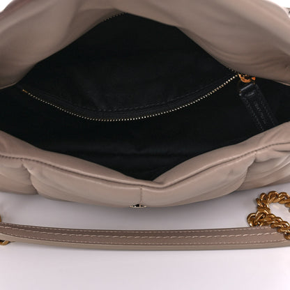 Saint Laurent Lambskin Quilted Small Loulou Puffer Monogram Chain Satchel Dark Beige 5 of 11