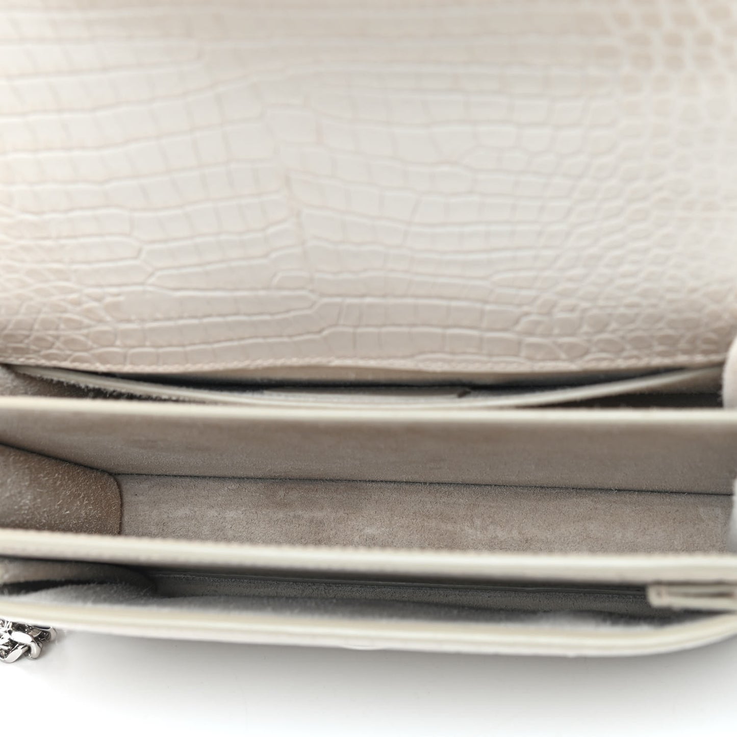 Calfskin Crocodile Embossed Medium Monogram Sunset Blanc Vintage