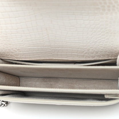 Saint Laurent Calfskin Crocodile Embossed Medium Monogram Sunset Blanc Vintage 4 of 13