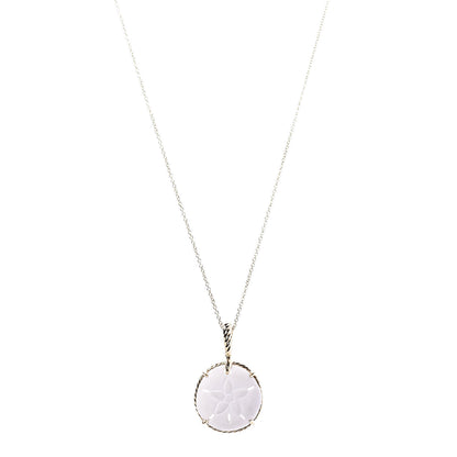 David Yurman 18K Yellow Gold White Agate Sand Dollar Amulet Pendant Necklace 1 of 6