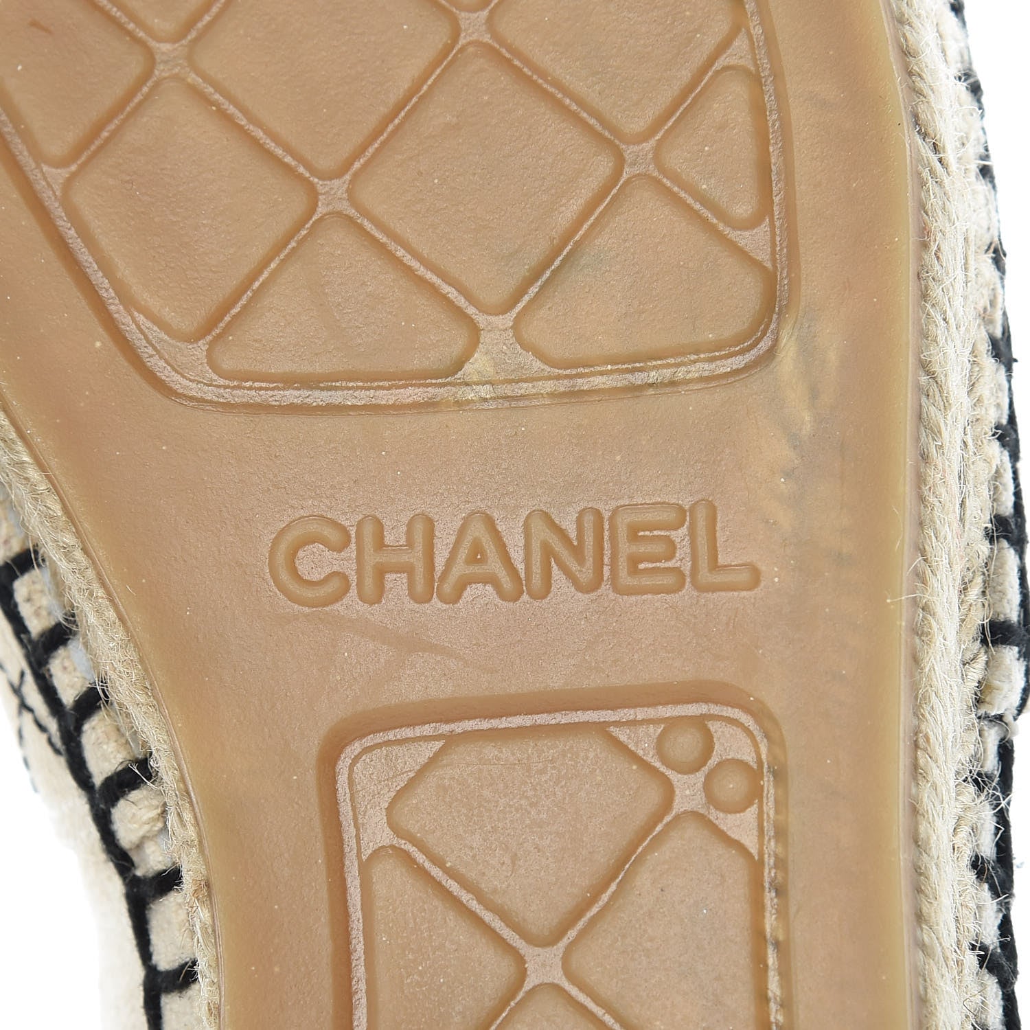 Chanel Fabric Biarritz CC Espadrilles 37 Beige Black 6 of 12