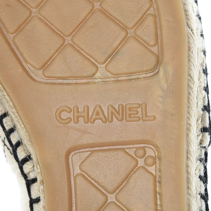 Chanel Fabric Biarritz CC Espadrilles 37 Beige Black 6 of 12