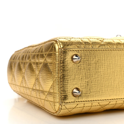 Christian Dior Metallic Grained Calfskin Cannage Small Lucky Badges My Lady Dior Gold 9 of 13