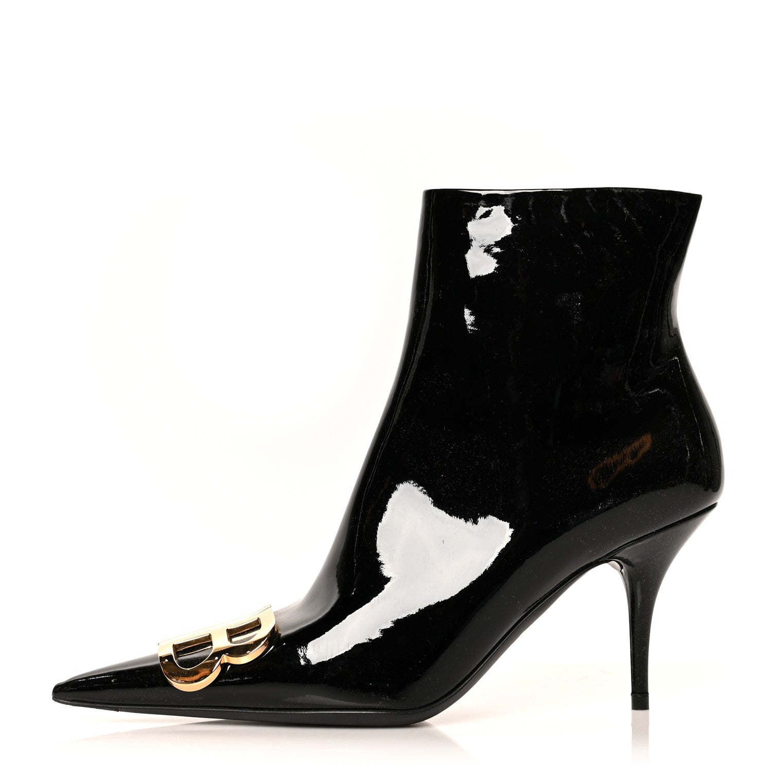 Balenciaga Patent BB Pointy Toe Ankle Booties 39 Black 1 of 8