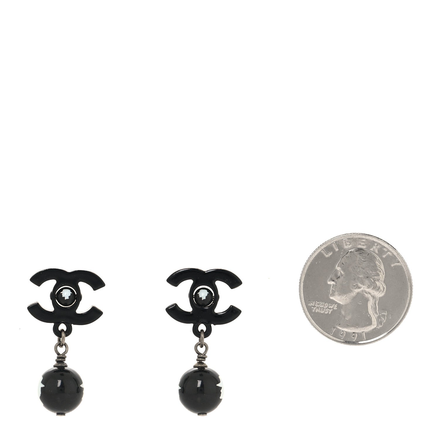 Chanel Enamel Bead CC Coco Drop Earrings Black 5 of 8