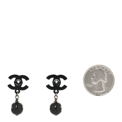 Chanel Enamel Bead CC Coco Drop Earrings Black 5 of 8