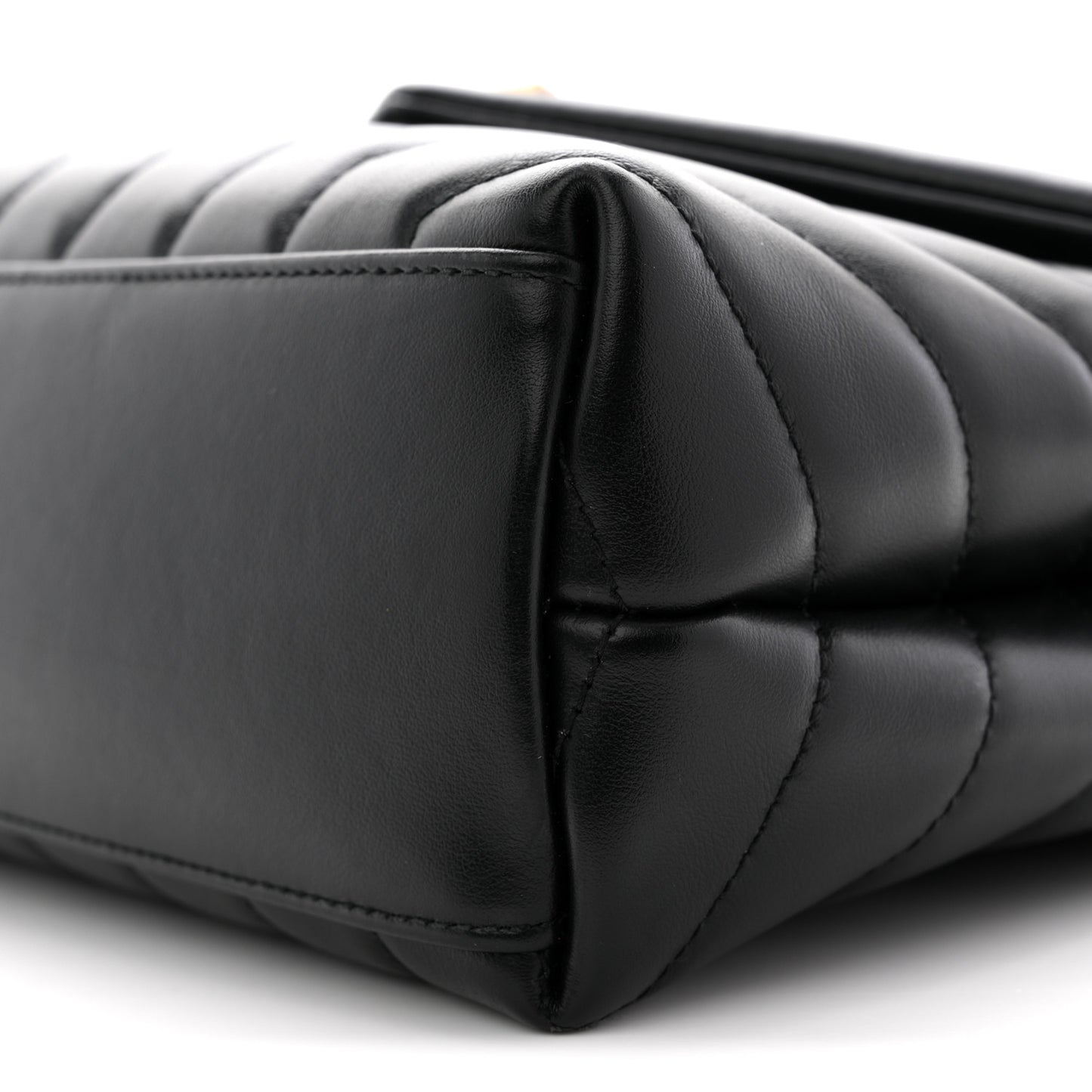 Calfskin Y Quilted Monogram Small Loulou Chain Satchel Black