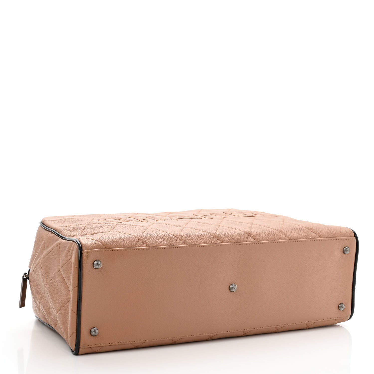 Chanel Caviar Patent Quilted Large Bowler Bag Beige Black 4 of 12