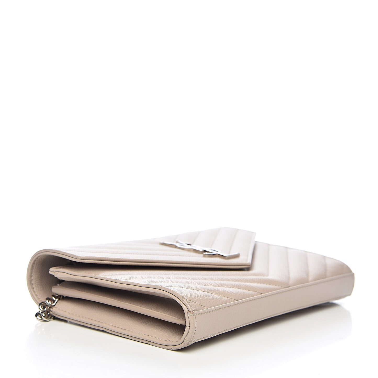Grain De Poudre Matelasse Chevron Monogram Chain Wallet Rose Poudre