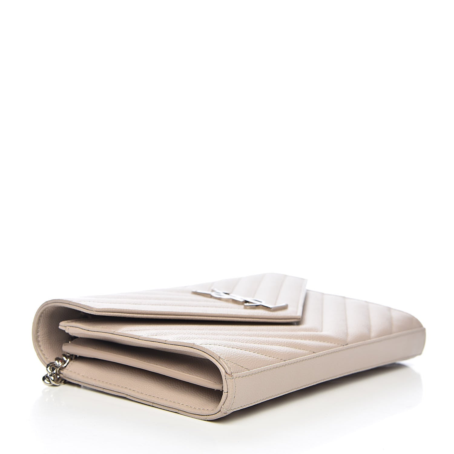 Saint Laurent Grain De Poudre Matelasse Chevron Monogram Chain Wallet Rose Poudre 4 of 11