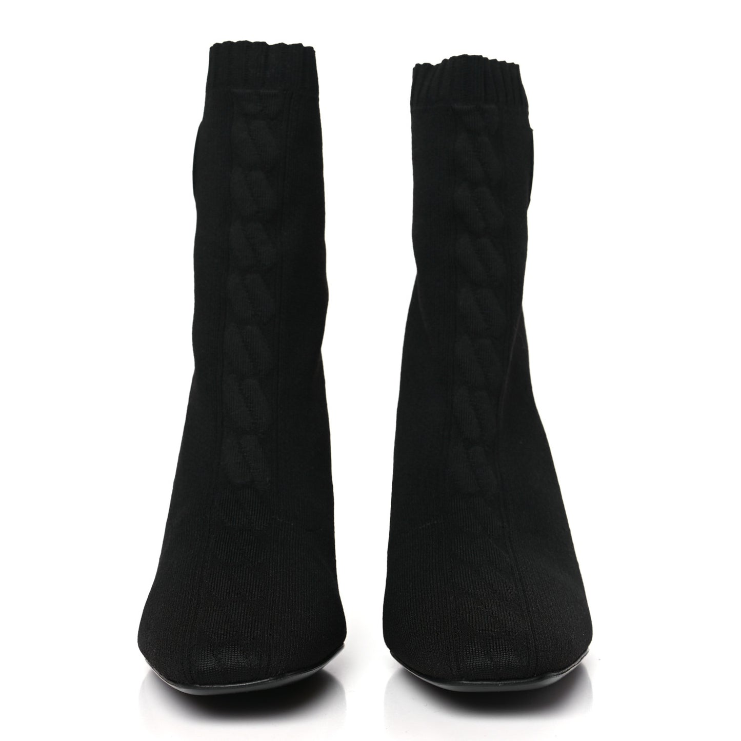 Knit Calfskin Volver 90 Ankle Boots 41 Black