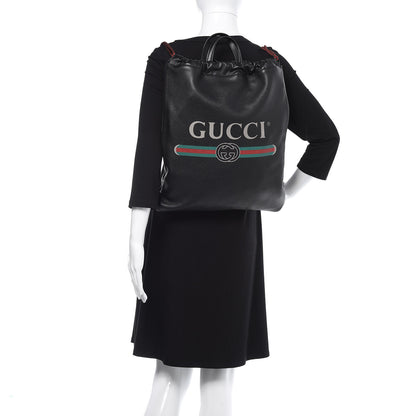 Gucci Calfskin Logo Drawstring Backpack Black 2 of 12