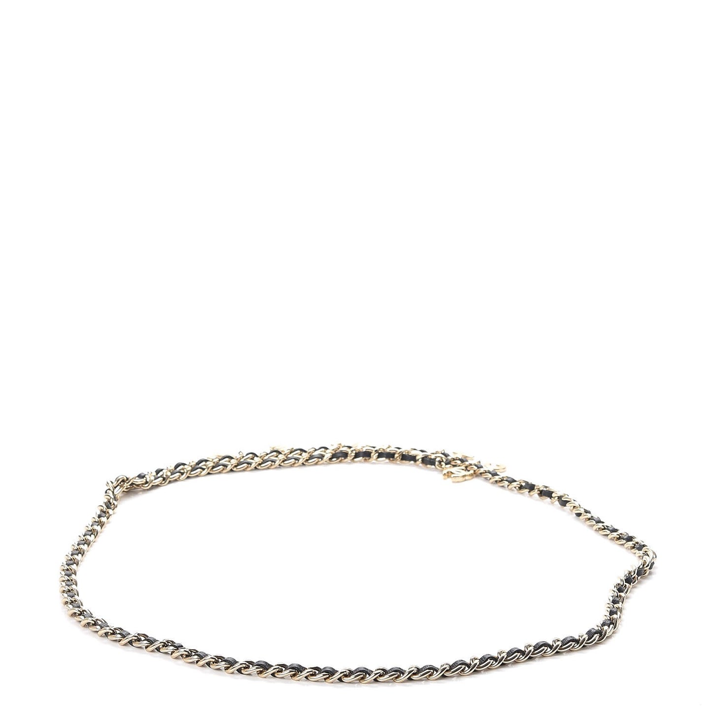 Lambskin Chain Logo Belt Black Gold
