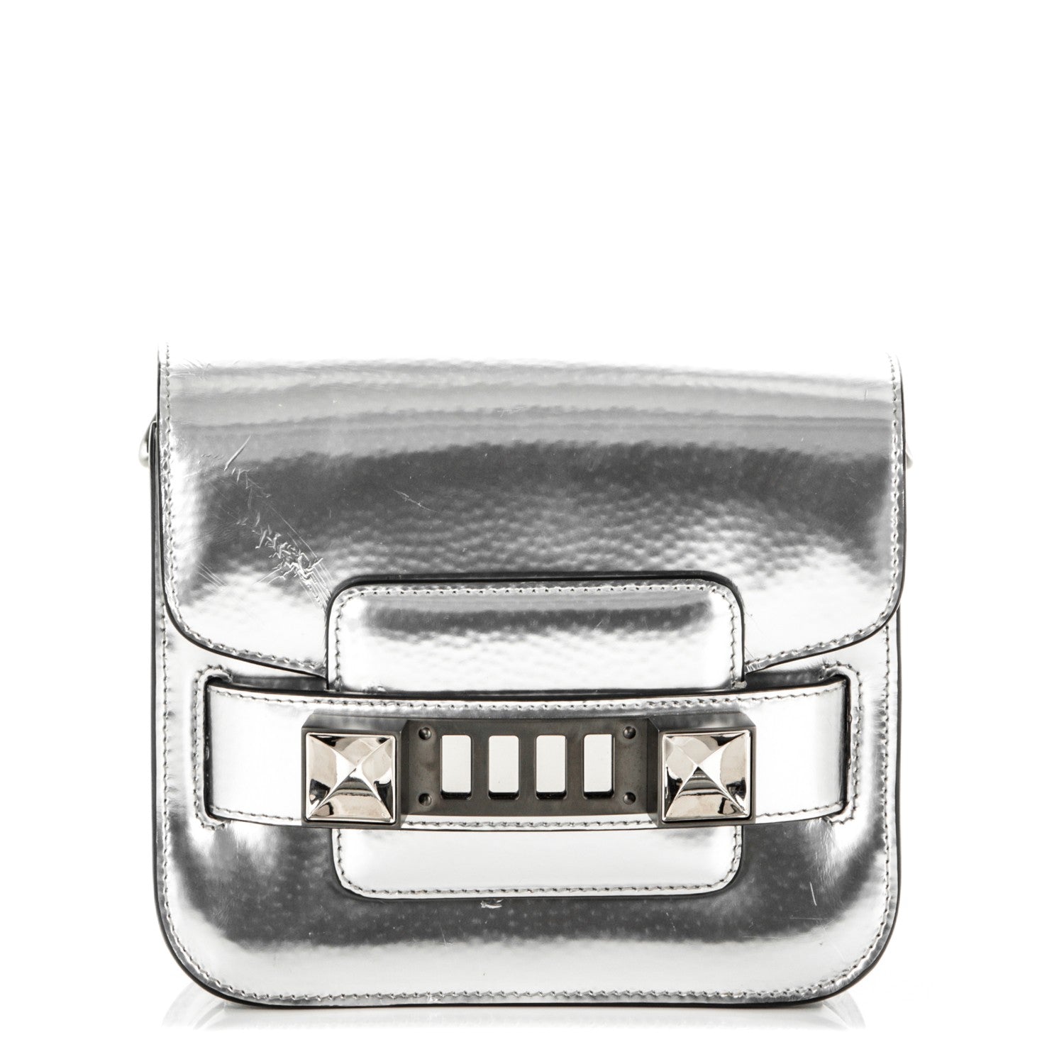 Proenza Schouler Metallic Patent Calfskin Tiny PS11 Shoulder Bag Silver 3 of 9