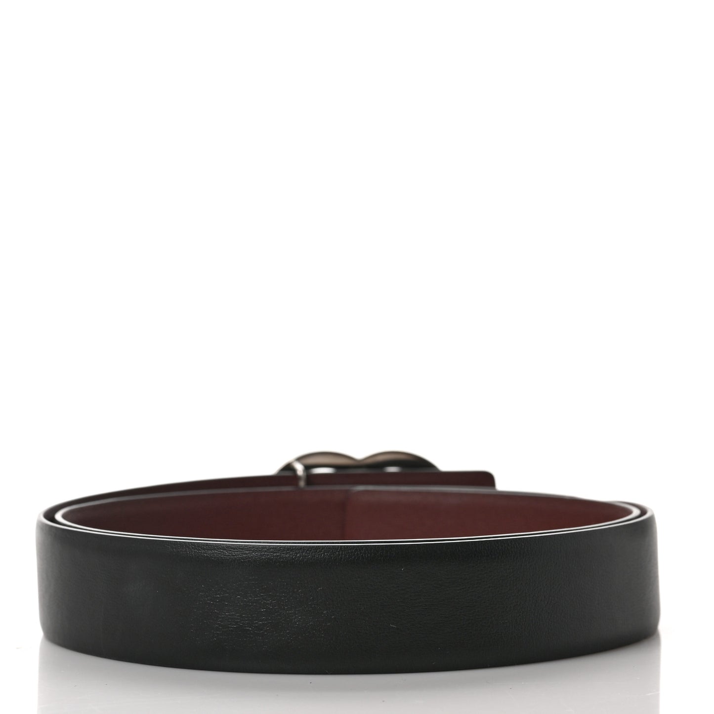 Calfskin CC Reversible Belt 85 Black Burgundy