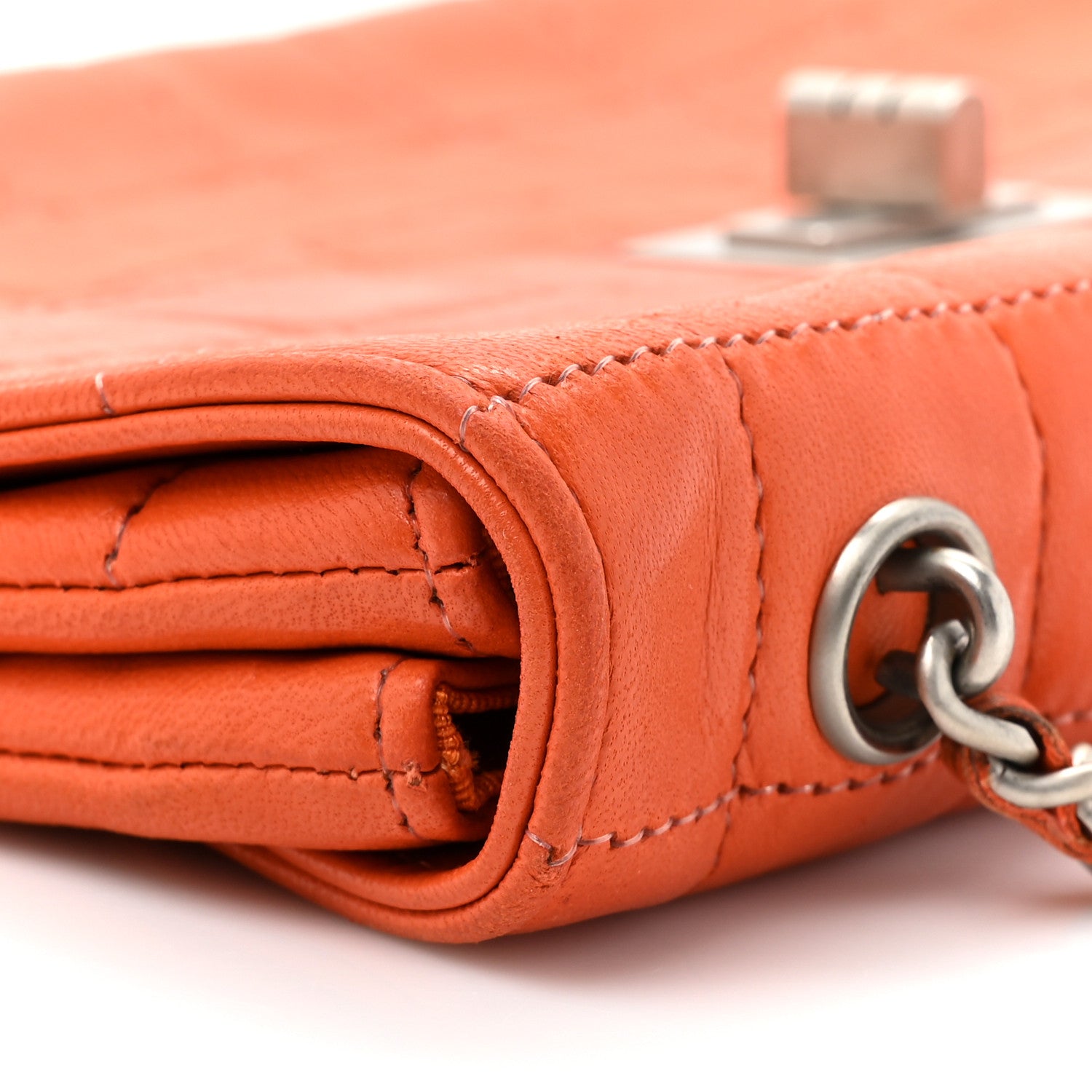 Chanel Lambskin Chocolate Bar Mademoiselle Flap Orange 16 of 21