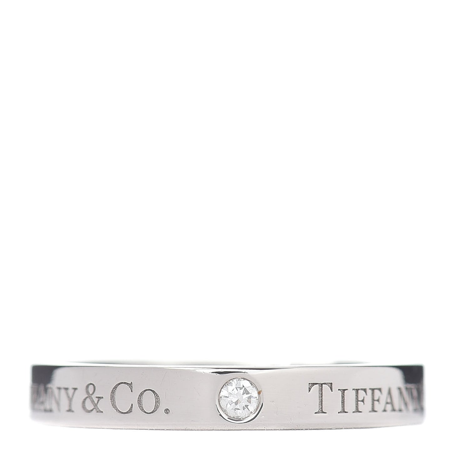Platinum Diamond Logo Band Ring 52 6