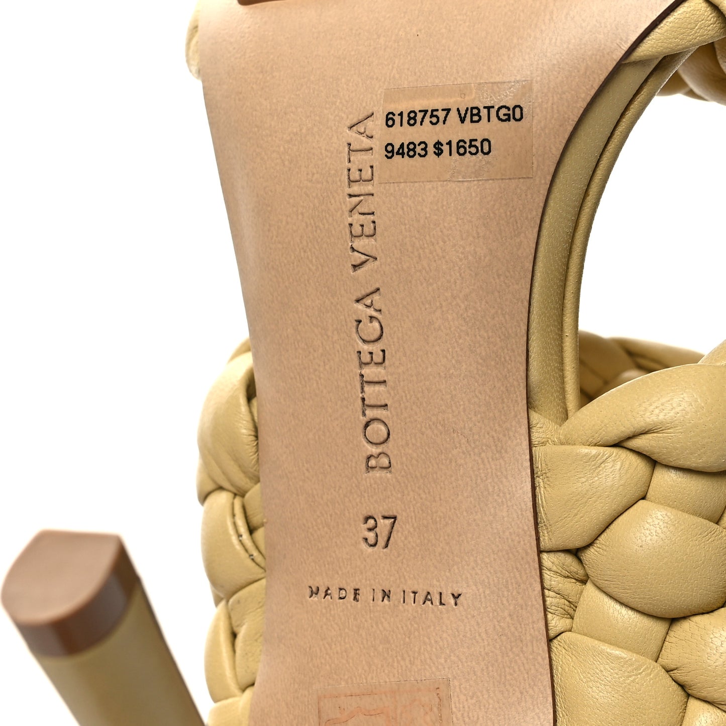 Nappa Twisted Padded Intrecciato Curve Slide Sandals 37 Tapioca