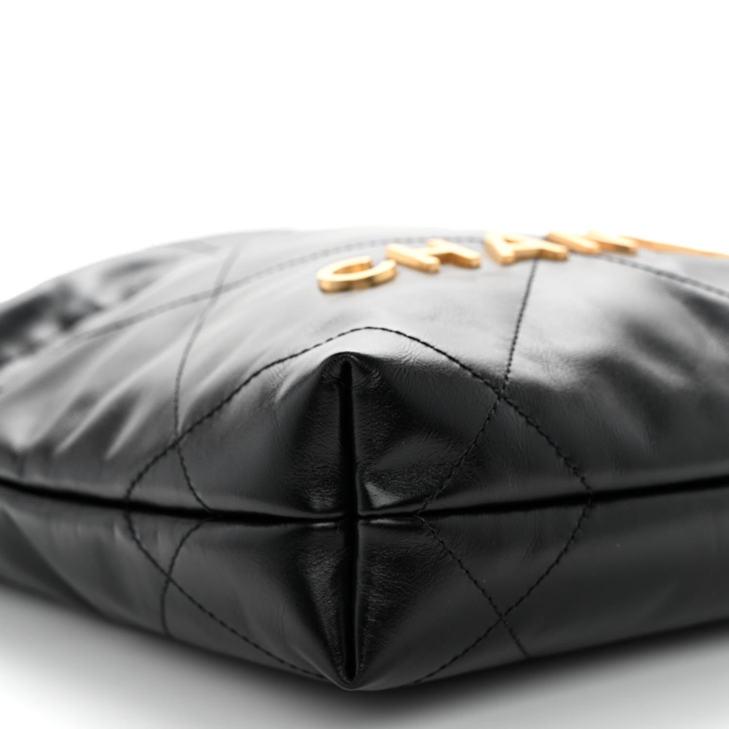 Shiny Calfskin Quilted Mini Chanel 22 Black