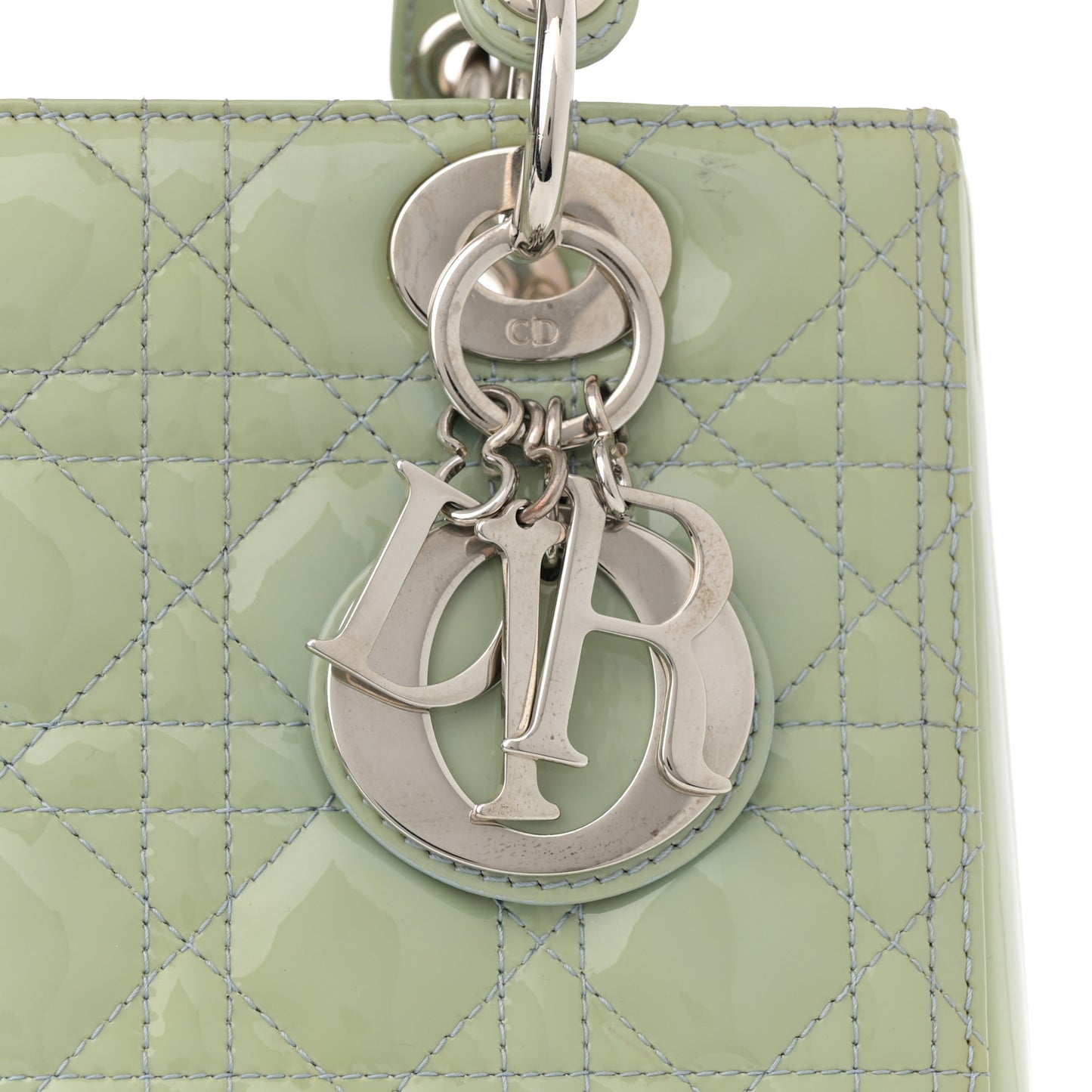 Patent Cannage Medium Lady Dior Blue Alcier