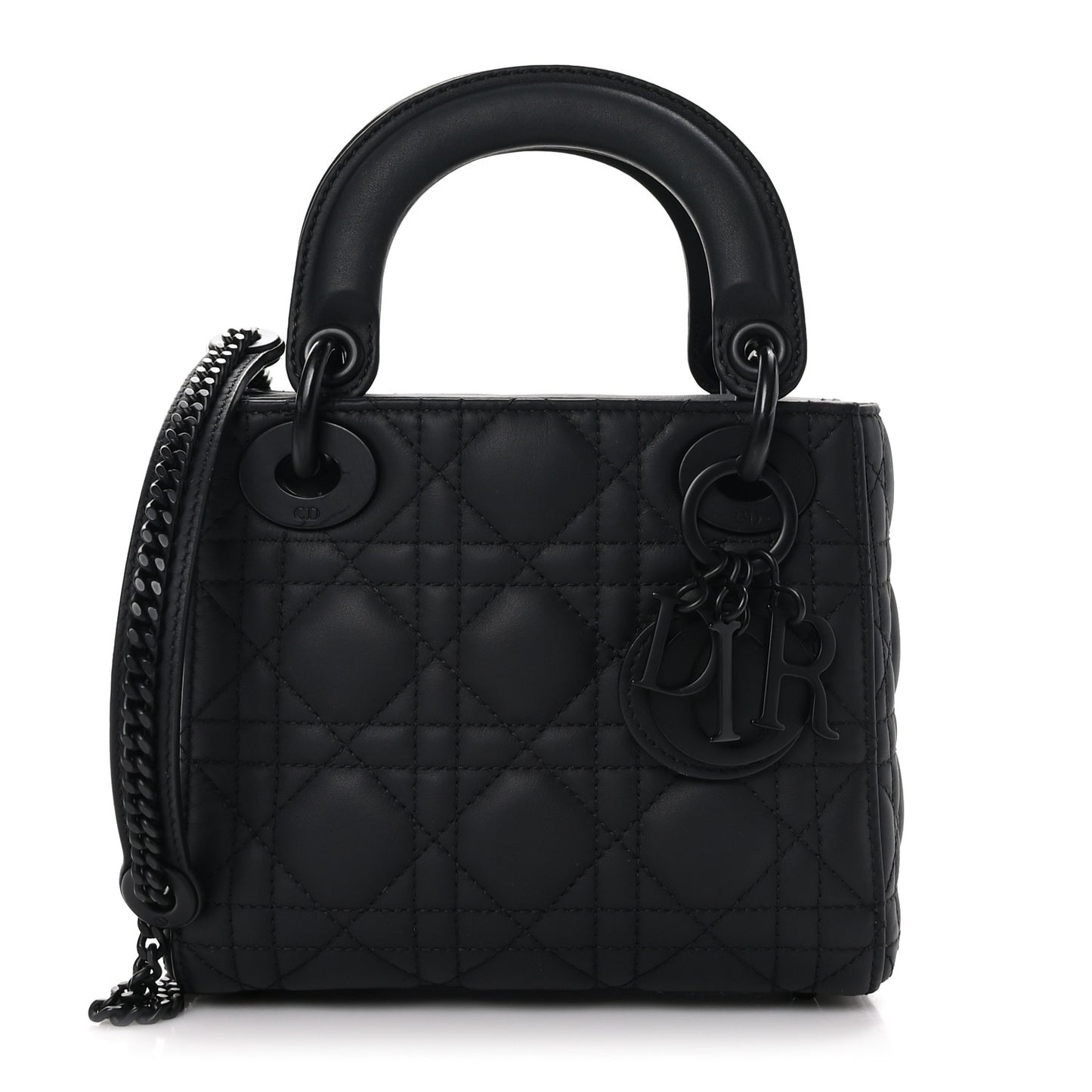CHRISTIAN DIOR Ultra Matte Calfskin Cannage Mini Lady Dior Black