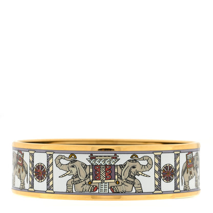 Hermes Enamel Printed Torana Elephants Wide Bracelet 62 2 of 3