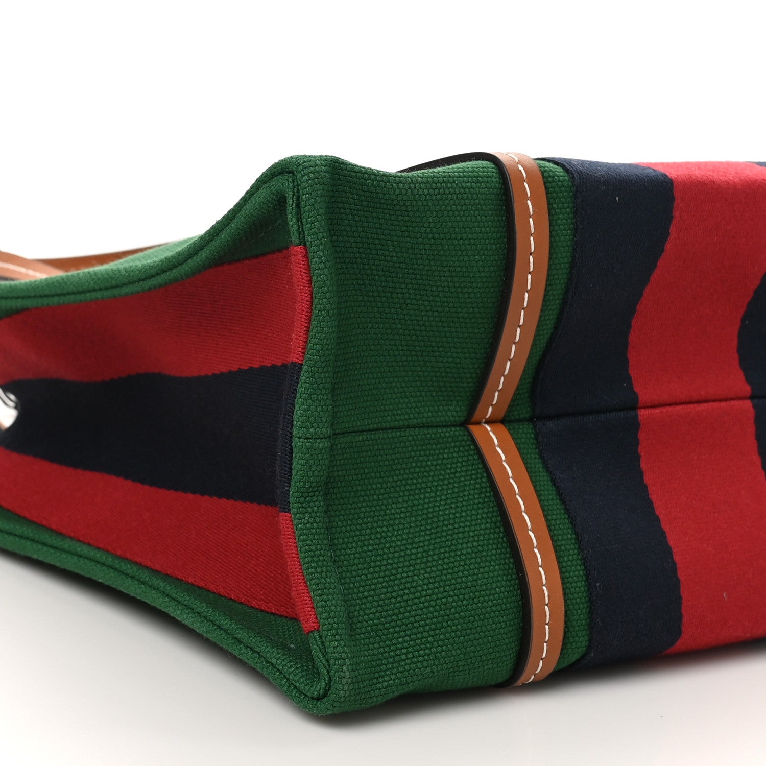 Gucci Mountain Canvas Calfskin Web Small Interlocking G Tote Bag Turtle Green Hibiscus Red 9 of 10