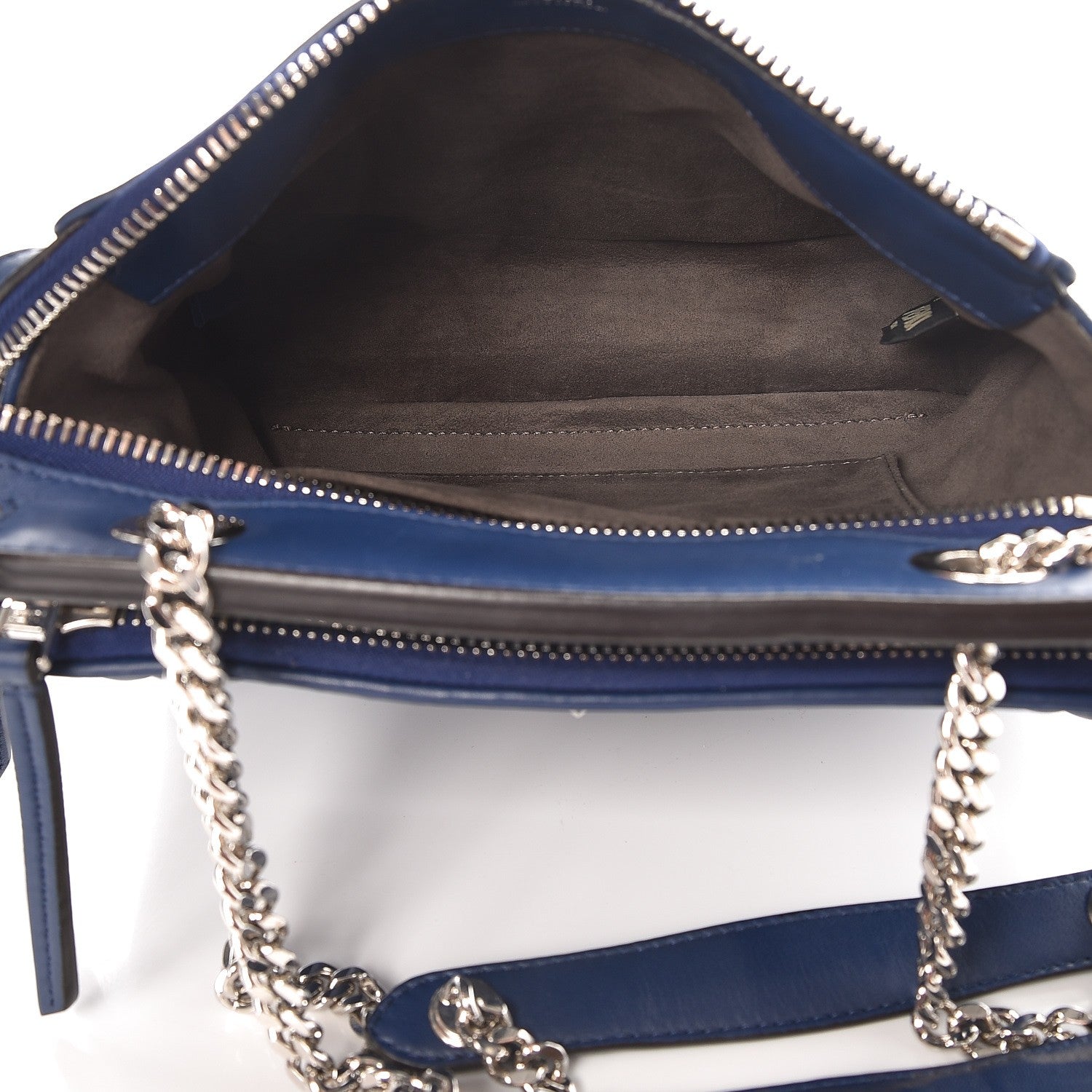Fendi Shiny Nappa Trapuntata Small DotCom Click Chain Satchel Blue 5 of 12