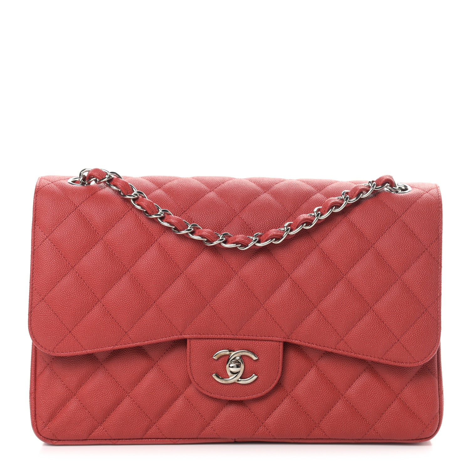 Chanel Caviar Quilted Jumbo Double Flap Red 1 of 10