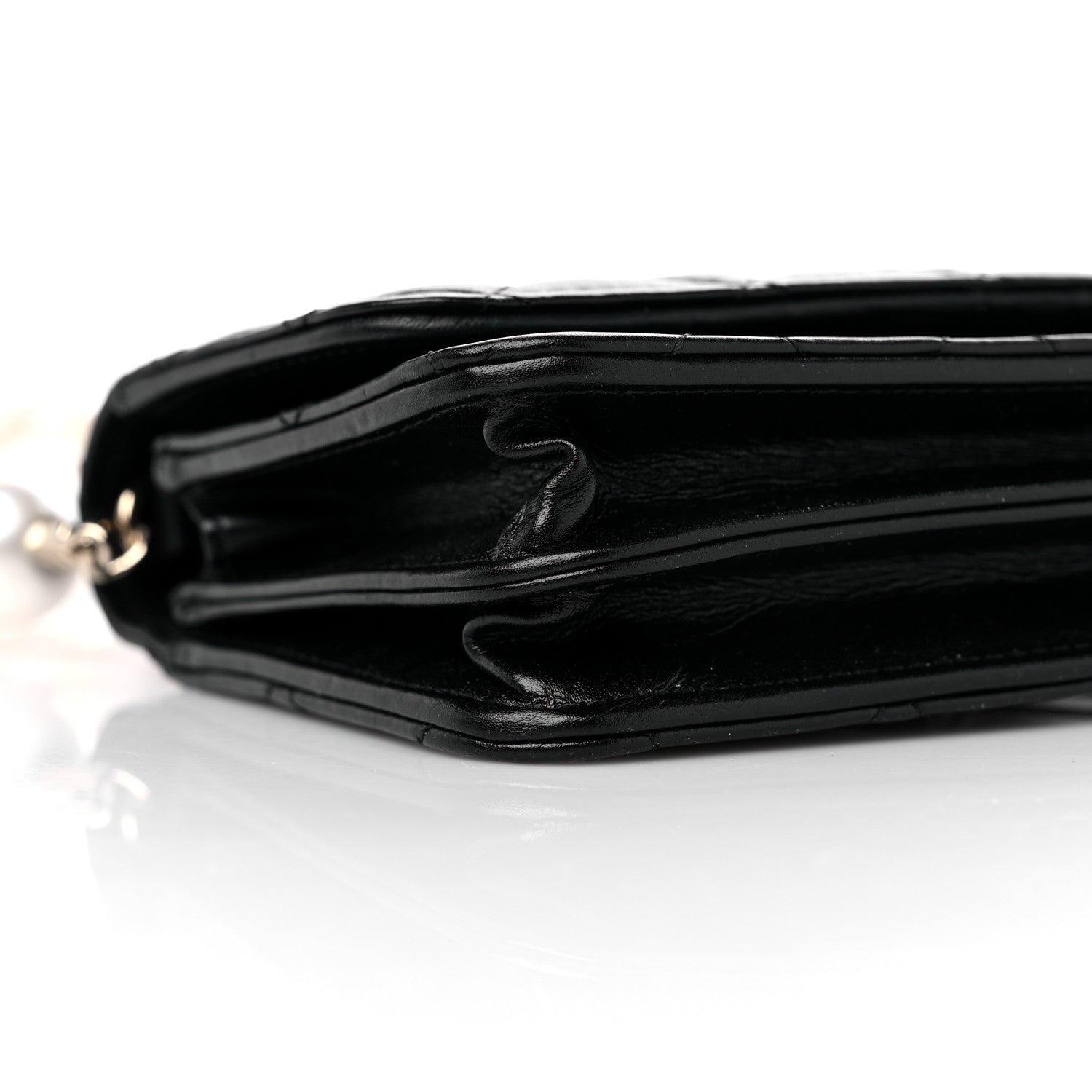 Chanel Calfskin Quilted Mini Maxi Pearls Wallet On Chain WOC Black 8 of 11