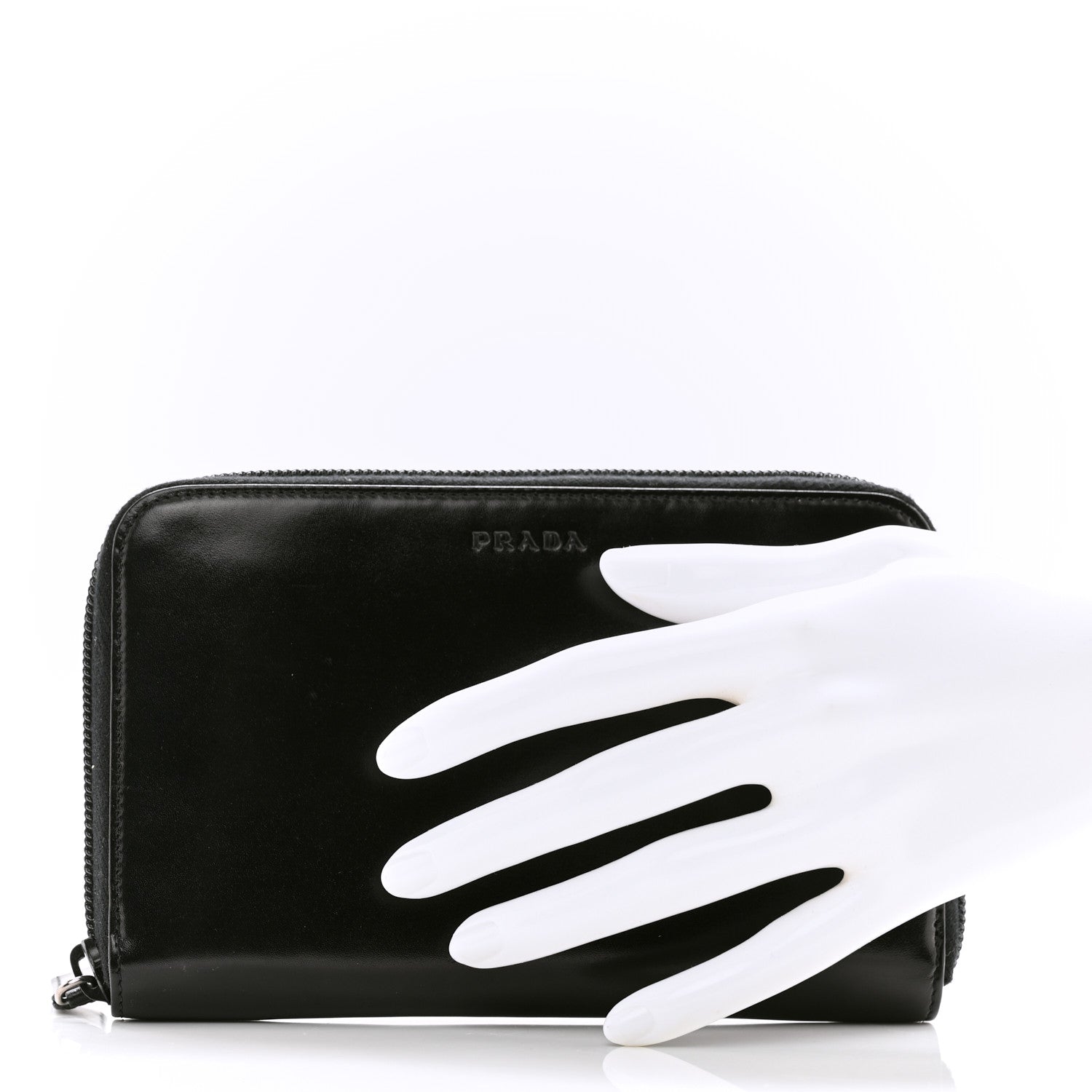 Prada Soft Calf Zip Around Wallet Black 2 of 10