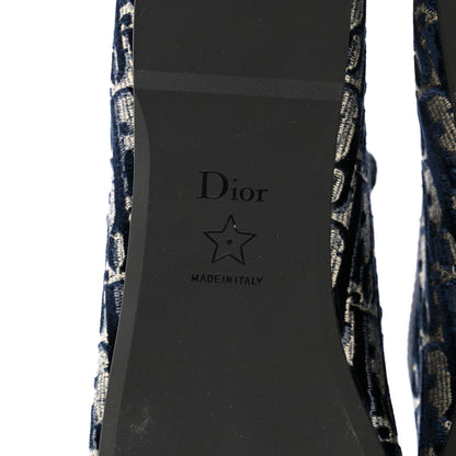 Christian Dior Velvet Oblique Poeme Laced Ballerina Flats 36.5 Blue 6 of 8