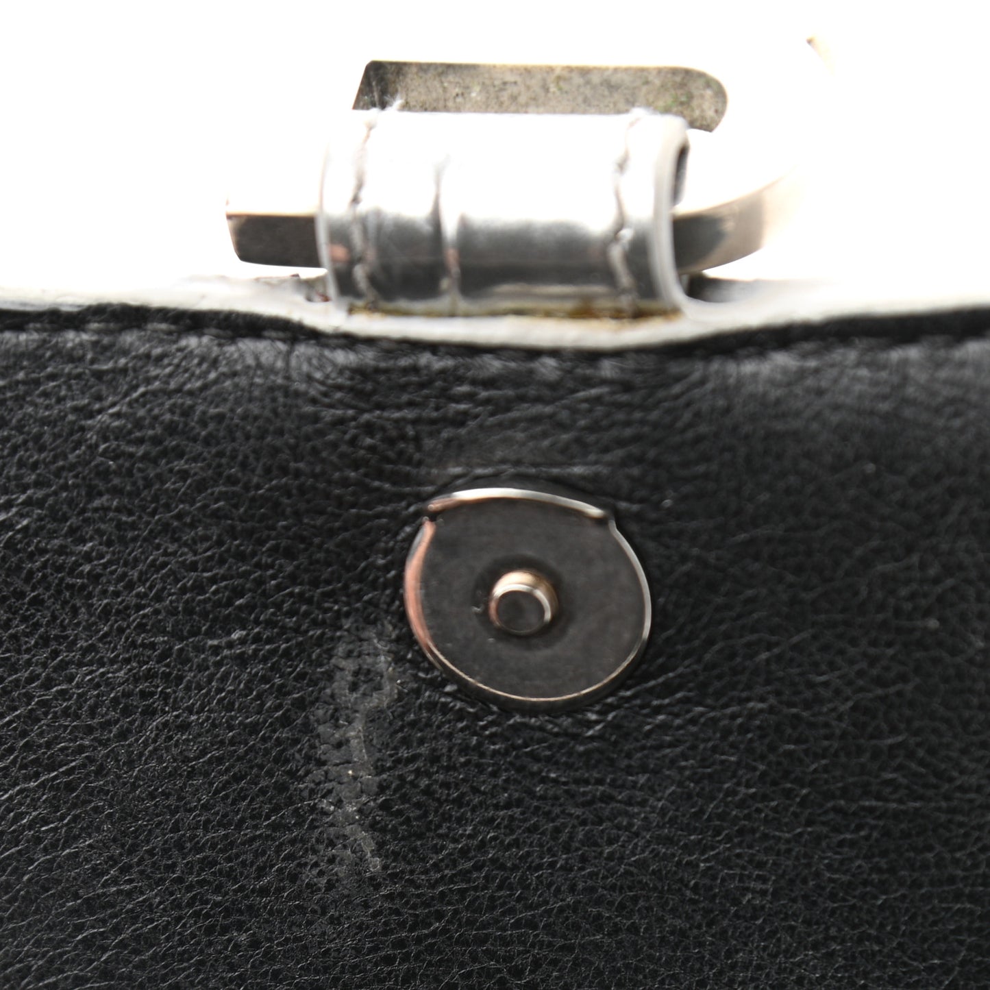 Metallic Calfskin Crocodile Embossed Hourglass Top Handle Bag XS Silver