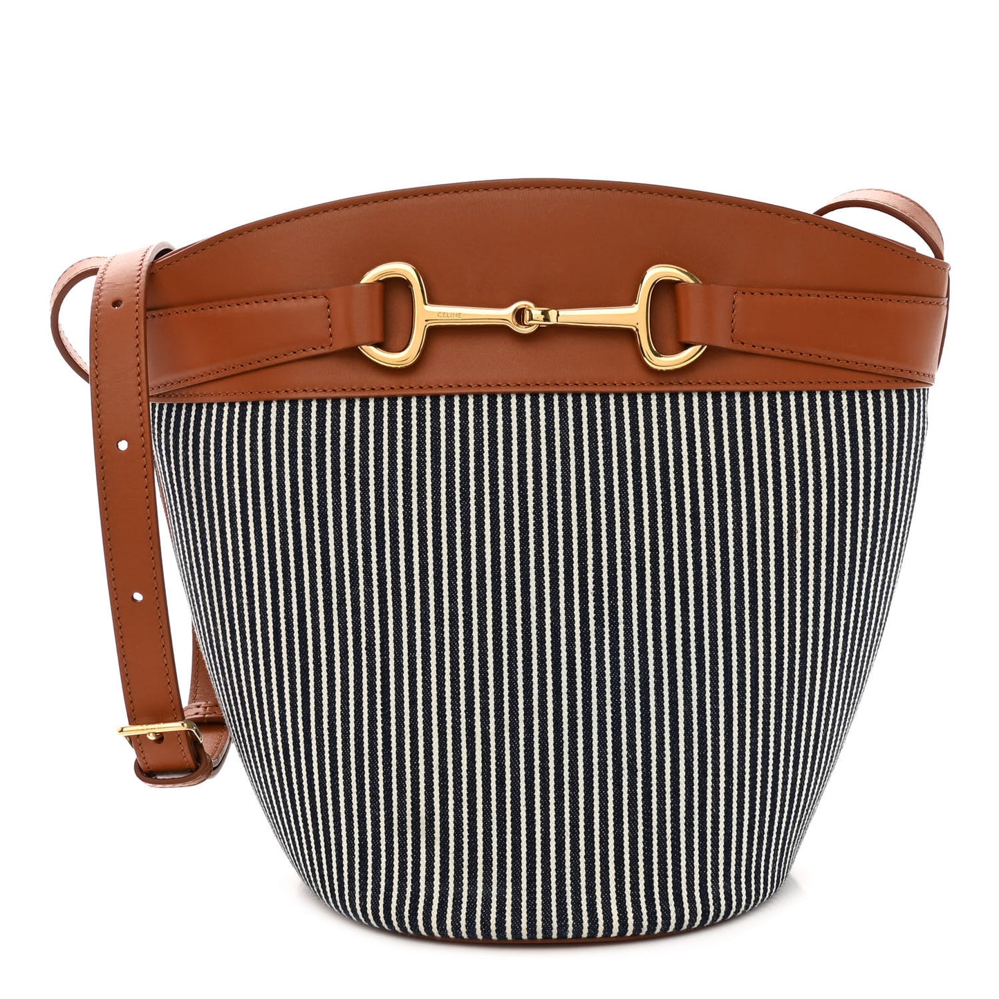 Textile Calfskin Crecy Bucket Bag Blue Tan