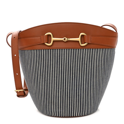 Celine Textile Calfskin Crecy Bucket Bag Blue Tan 1 of 9