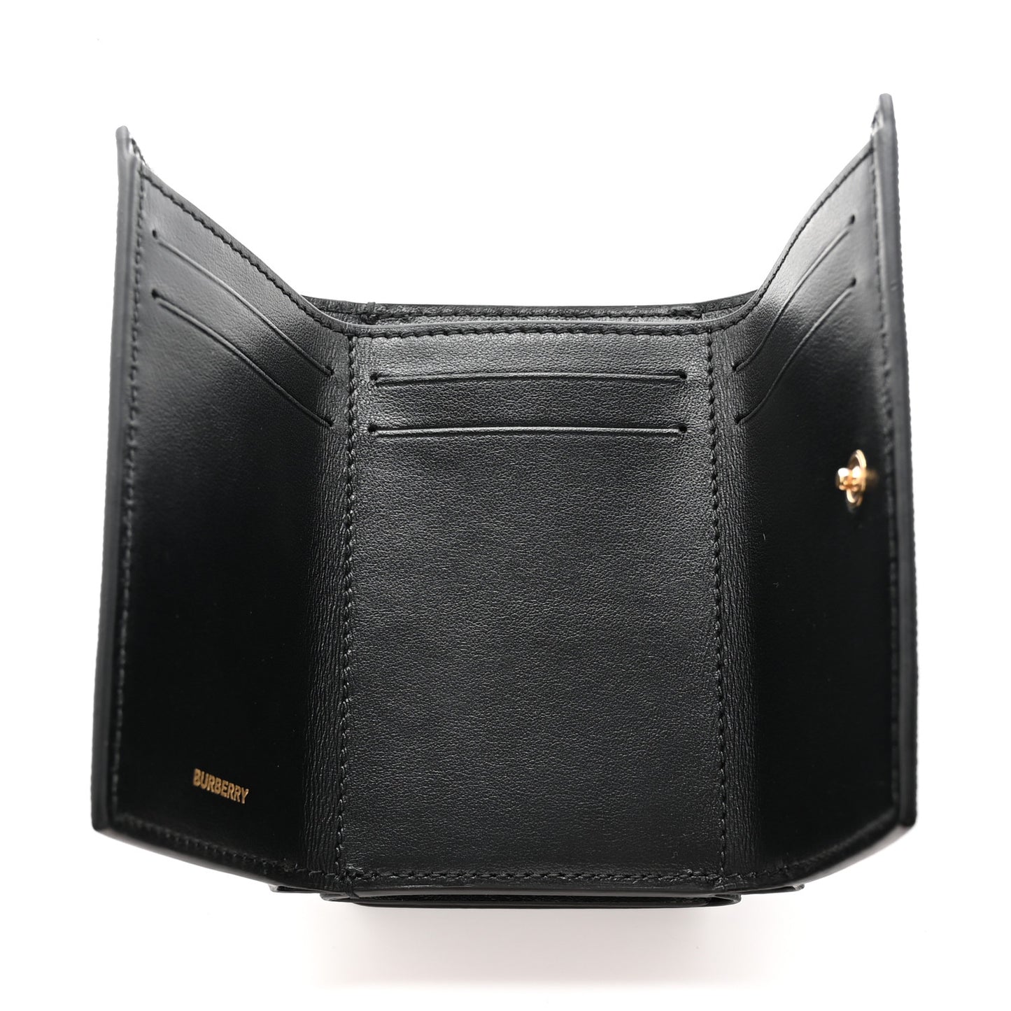 Grained Calfskin TB Compact Tri-Fold Wallet Black