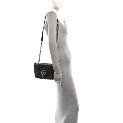 Gucci Calfskin Matelasse Small GG Marmont Shoulder Bag Black 2 of 10