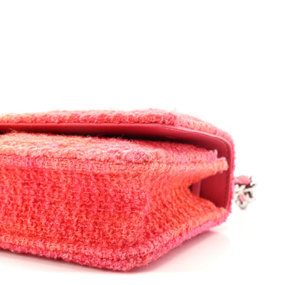 Chanel Wool Tweed Lambskin Quilted Chanel 19 Wallet On Chain WOC Coral Pink 11 of 11