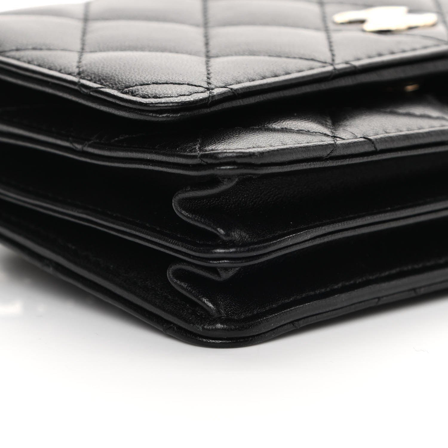 Chanel Lambskin Quilted Mini Camellia Bow Wallet On Chain WOC Black 9 of 14