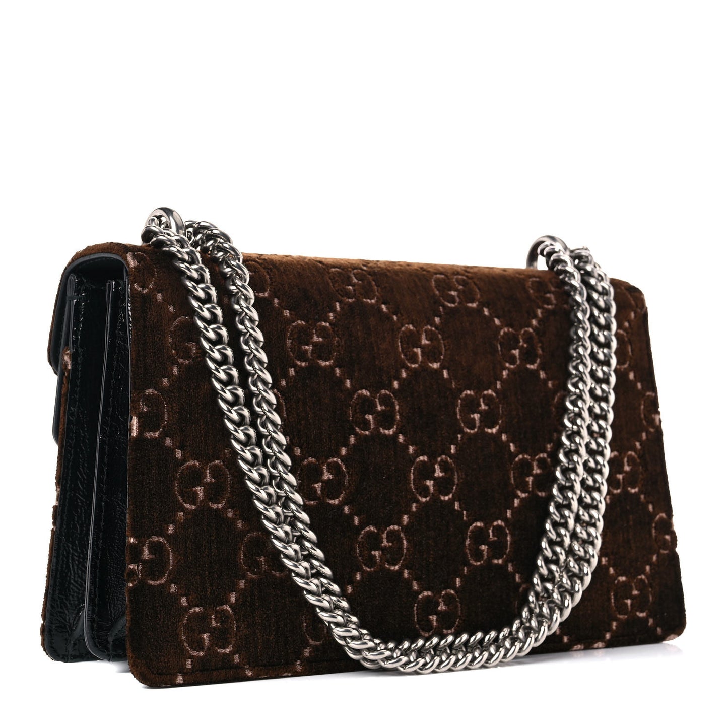Velvet Skipper GG Monogram Small Dionysus Shoulder Bag Brown Black