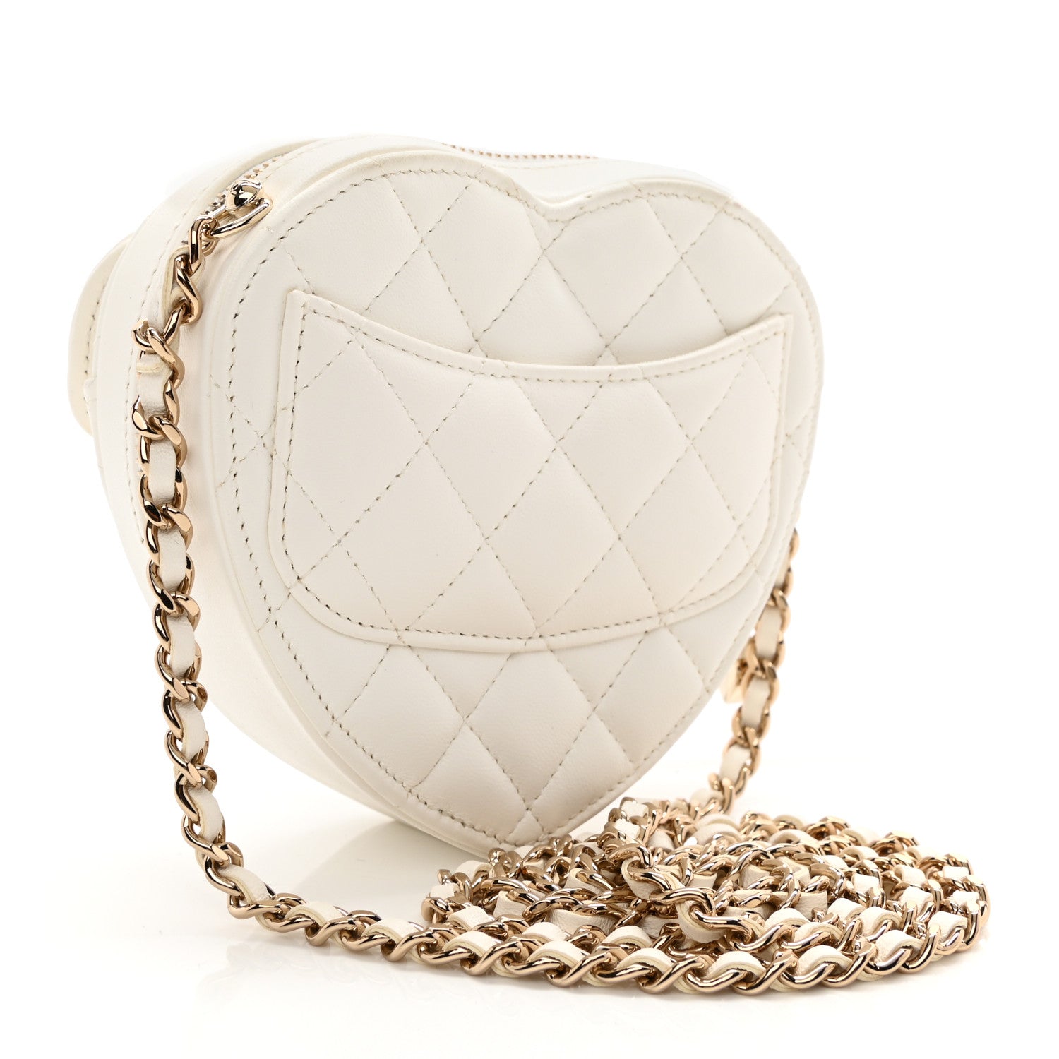 Chanel Lambskin Quilted CC In Love Heart Clutch With Chain White 3 of 9