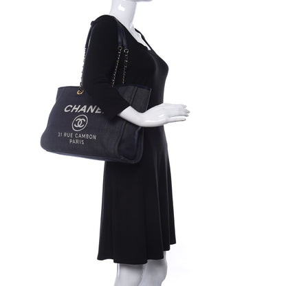 Chanel Denim Small Deauville Tote Dark Blue 2 of 10